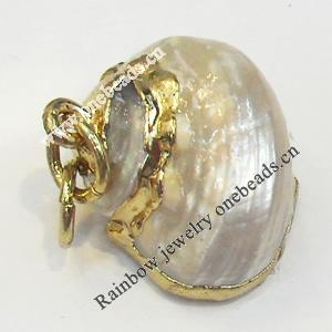 Shell Pendant, Gold Plated, 17mm, Hole:Approx 5mm, Sold by PC