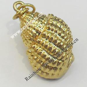 Shell Pendant, Gold Plated, 17x22mm, Hole:Approx 5mm, Sold by PC