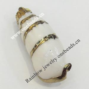 Shell Pendant, Gold Plated, 13x38mm, Hole:Approx 5mm, Sold by PC