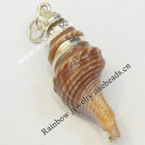 Shell Pendant, Silver Plated, 15x40mm, Hole:Approx 5mm, Sold by PC