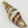 Shell Pendant, Gold Plated, 35x12mm, Hole:Approx 5mm, Sold by PC