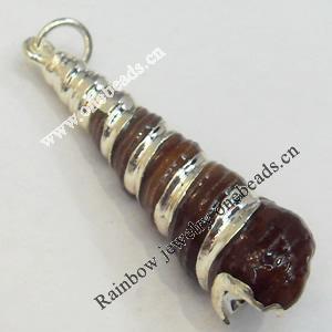 Shell Pendant, Silver Plated, 12x35mm, Hole:Approx 5mm, Sold by PC