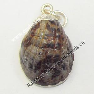 Shell Pendant, Silver Plated, 15x25mm, Hole:Approx 5mm, Sold by PC