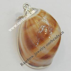 Shell Pendant, Silver Plated, 20x30mm, Hole:Approx 5mm, Sold by PC