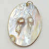 Shell Pendant, Gold Plated, Flat Oval, 47x35mm, Hole:Approx 5mm, Sold by PC