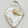 Shell Pendant, Gold Plated, Diamond, 50x35mm, Hole:Approx 5mm, Sold by PC