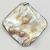 Shell Pendant, Silver Plated, Diamond, 40mm, Hole:Approx 5mm, Sold by PC