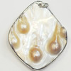Shell Pendant, Silver Plated, Diamond, 45x40mm, Hole:Approx 5mm, Sold by PC