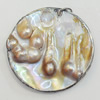 Shell Pendant, Silver Plated, Flat Round, 40mm, Hole:Approx 5mm, Sold by PC