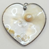 Shell Pendant, Silver Plated, Heart, 40mm, Hole:Approx 5mm, Sold by PC