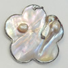 Shell Pendant, Silver Plated, Flower, 43mm, Hole:Approx 5mm, Sold by PC