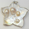 Shell Pendant, Silver Plated, Flower, 43mm, Hole:Approx 5mm, Sold by PC