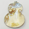 Shell Pendant, Gold Plated, Calabash, 53x41mm, Hole:Approx 5mm, Sold by PC