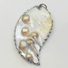 Shell Pendant, Silver Plated, Leaf, 50x27mm, Hole:Approx 5mm, Sold by PC