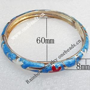 Cloisonne Bracelet, width:8mm, Inner Diameter:60mm, Outer Diameter:68mm, Sold by Dozen