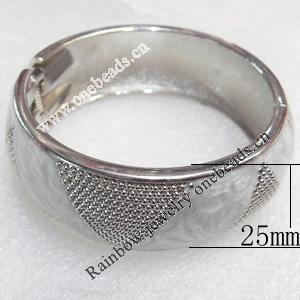 Zinc Alloy Bracelet, width:25mm, Inner Diameter:55mm, Outer Diameter:75mm, Sold by Dozen
