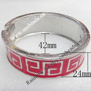 Zinc Alloy Bracelet, width:24mm, Inner Diameter:42mm, Outer Diameter:70mm, Sold by Dozen