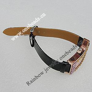 Metal Alloy Fashionable Watch Face with Leather watchband, Watch:about 47x26mm, Sold by PC