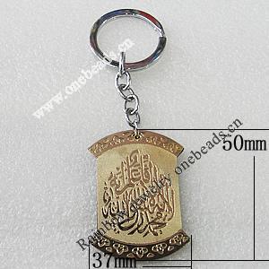 Key Chain, Iron Ring with Wood Charm, Charm Size:50x37mm, Sold by PC