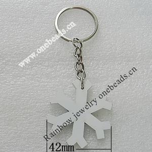 Key Chain, Iron Ring with Wood Charm, Charm Size:42mm, Sold by PC