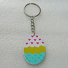Key Chain, Iron Ring with Wood Charm, Charm Size:47x33mm, Sold by PC
