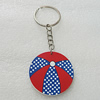 Key Chain, Iron Ring with Wood Charm, Charm Size:42mm, Sold by PC