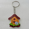 Key Chain, Iron Ring with Wood Charm, Charm Size:46x40mm, Sold by PC