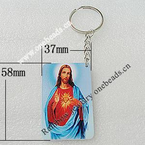 Key Chain, Iron Ring with Wood Charm, Charm Size:58x37mm, Sold by PC