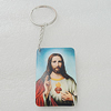 Key Chain, Iron Ring with Wood Charm, Charm Size:58x37mm, Sold by PC