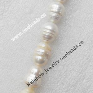 Natural Fresh Water Pearl Beads, Rice, White, Beads: about 12-15mm in diameter, Hole: 1mm, Length: 14 Inch, Sold by Stra