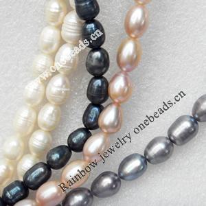 Natural Fresh Water Pearl Beads, Rice, Mix Colour, Beads: about 10-13mm in diameter, Hole: 1mm, Length: 14 Inch, Sold by