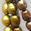 Natural Fresh Water Pearl Beads, Dyed, Rice, Mix colour, Beads: about 7-8mm in diameter, Hole: 1mm, Length: 14 Inch, Sol