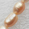 Natural Fresh Water Pearl Beads, Rice, Pink, Beads: about 4-5mm in diameter, Hole: 1mm, Length: 14 Inch, Sold by Strand