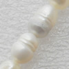 Natural Fresh Water Pearl Beads, Rice, White, Beads: about 5-6mm in diameter, Hole: 1mm, Length: 14 Inch, Sold by Strand