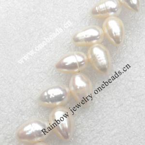 Natural Fresh Water Pearl Beads, Rice, White, Beads: about 8x10mm in diameter, Hole: 1mm, Length: 14 Inch, Sold by Stran