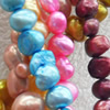 Fresh Water Pearl Beads, Dyed Nugget, Mix colour about 6-7mm, Sold per 15-inch Strand