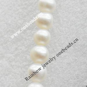 Grade A, Natural Fresh Water Pearl Beads, Potato, White, Beads: about 8-9mm in diameter, Hole: 1mm, Sold per 14-inch Str