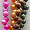 Natural Fresh Water Pearl Beads, Dyed, Potato, Mix colour, Beads: about 6-7mm in diameter, Hole: 1mm, Sold per 14-inch S