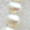 Natural Fresh Water Pearl Beads, Potato, White, Beads: about 6-7mm in diameter, Hole: 1mm, Sold per 14-inch Strand