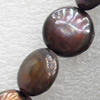 Natural Fresh Water Pearl Beads, Dyed, Coin, Beads: about 13x5mm in diameter, Hole: 1mm, Sold per 14-inch Strand