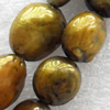 Natural Fresh Water Pearl Beads, Dyed, Coin, Beads: about 13x5mm in diameter, Hole: 1mm, Sold per 14-inch Strand