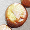 Natural Fresh Water Pearl Beads, Dyed, Coin, Beads: about 9x11mm in diameter, Hole: 1mm, Sold per 14-inch Strand