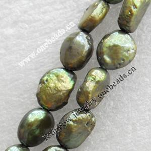 Natural Fresh Water Pearl Beads, Dyed, Coin, Beads: about 9x12mm in diameter, Hole: 1mm, Sold per 14-inch Strand