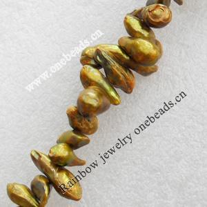 Natural Fresh Water Pearl Beads, Dyed, Nugget, Beads: about 13-22mm in diameter, Hole: 1mm, Sold per 14-inch Strand