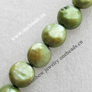 Natural Fresh Water Pearl Beads, Dyed, Cion, Beads: about 12mm in diameter, Hole: 1mm, Sold per 14-inch Strand