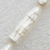 Natural Fresh Water Pearl Beads, White, Beads: about 6x15mm in diameter, Hole: 1mm, Sold per 14-inch Strand