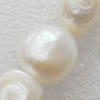 Natural Fresh Water Pearl Beads, White, Beads: about 13-13x15mm in diameter, Hole: 1mm, Sold per 14-inch Strand