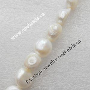 Natural Fresh Water Pearl Beads, White, Beads: about 13-13x15mm in diameter, Hole: 1mm, Sold per 14-inch Strand