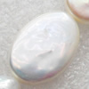 Natural Fresh Water Pearl Beads, Flat Oval, White, Beads: about 12x17mm in diameter, Hole: 1mm, Sold per 14-inch Strand