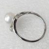 Pearl Ring with Metal Alloy, Beads Size:9-10mm, Sold by PC